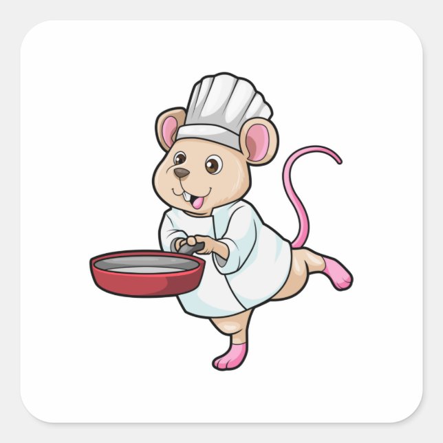 Sticker Carré Rat comme Cuire avec Pan & Cuisine casquette (Devant)