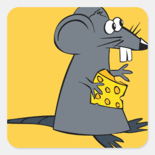 Sticker Carré Rat mignon au fromage
