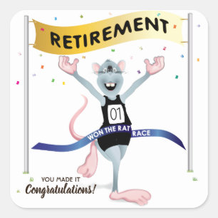 Sticker Carré Rat Race Funny Retirement