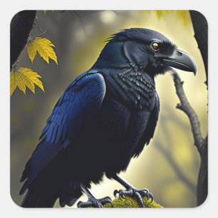 Sticker Carré Raven rustique - Natures Guardian