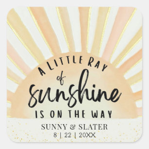 Sticker Carré Ray Of Sunshine Retro Baby shower De Plage D'Été