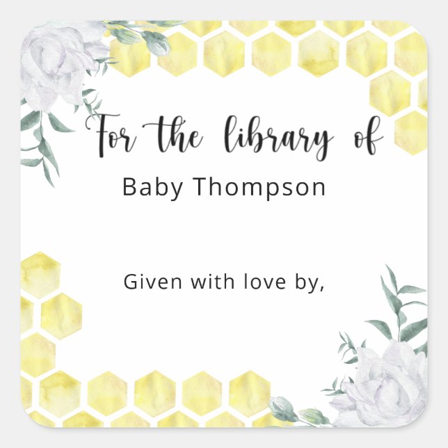 Sticker Carré Rayons de miel - pour la bibliothèque de (Devant)