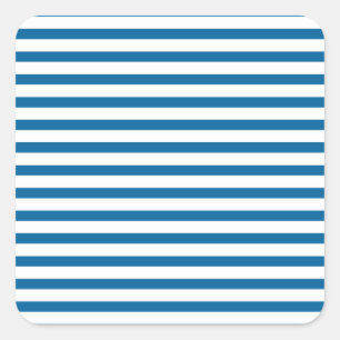 Sticker Carré Rayure horizontale bleue et blanche