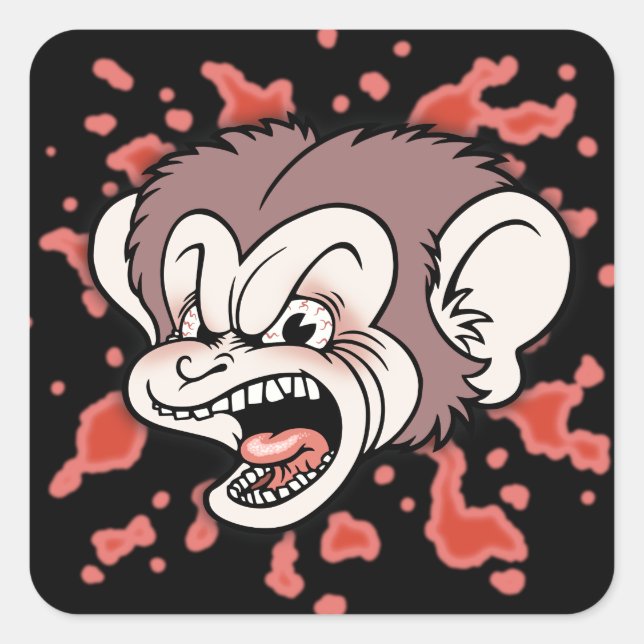 Sticker Carré Raz Poutine, le singe fou (Devant)