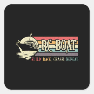 Sticker Carré RC Boat Build Race Crash Répétition Modèle RC Boat