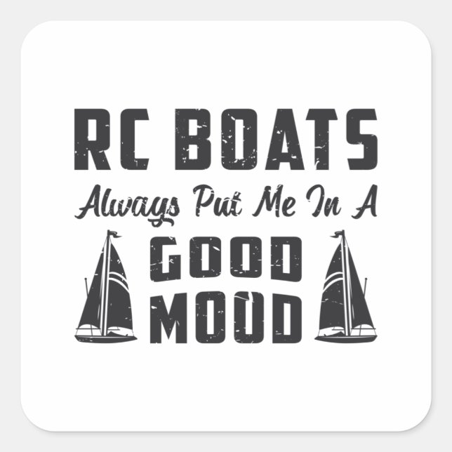 Sticker Carré RC Boat Me Placer De Bonne Humeur Radio Modèle RC  (Devant)