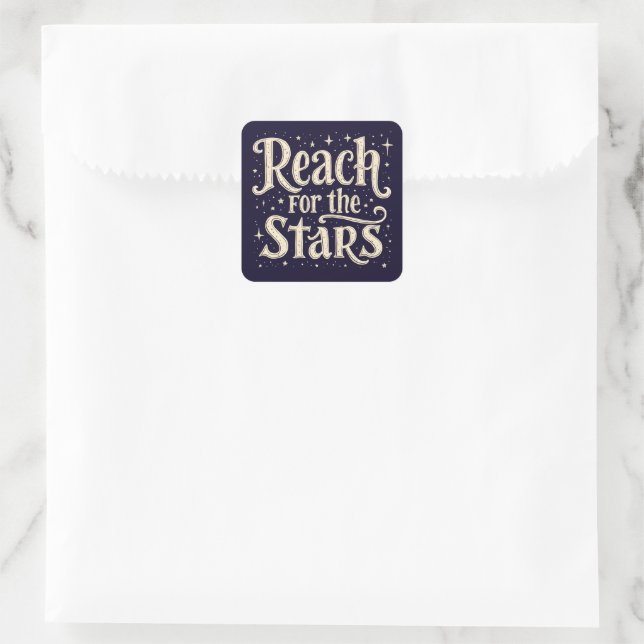 Sticker Carré Reach for the Stars Celestial Typography Art (Sac)