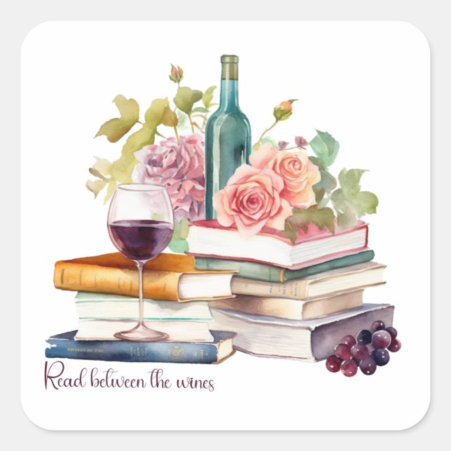 Sticker Carré Read Between Wines (Devant)