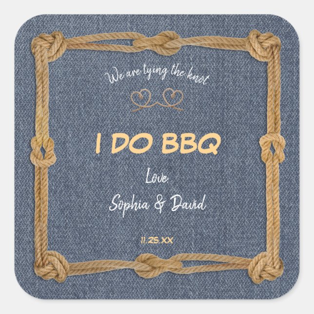Sticker Carré Réception BBQ Nœud Occidental (Devant)