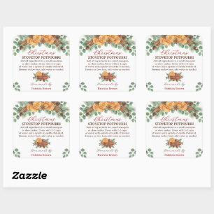 Sticker Carré Recette de pot-pourri de Noël fait maison pour la 