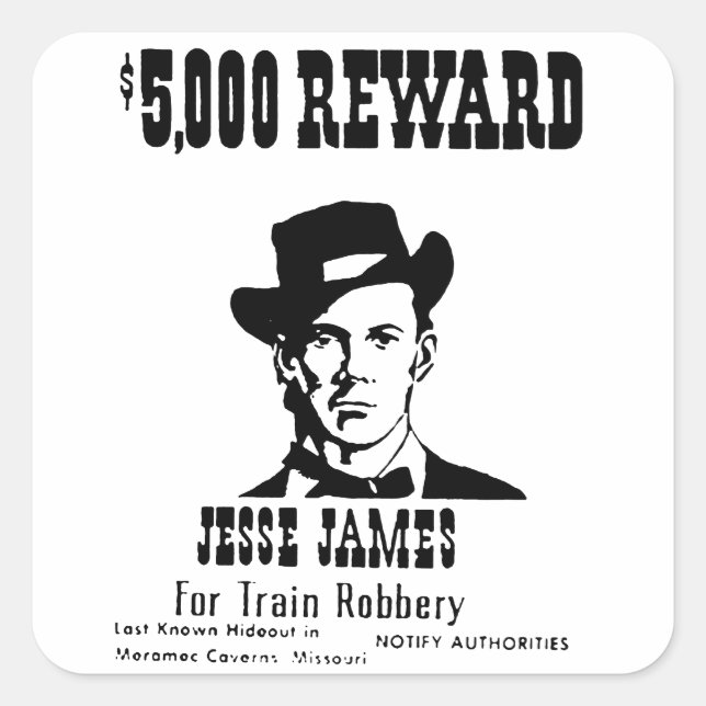 Sticker Carré Recherché Jesse James (Devant)