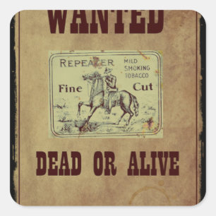 Sticker Carré Recherché mort ou vivant