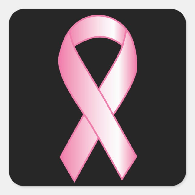 Sticker Carré Recherche sur le cancer du sein à ruban rose (Devant)