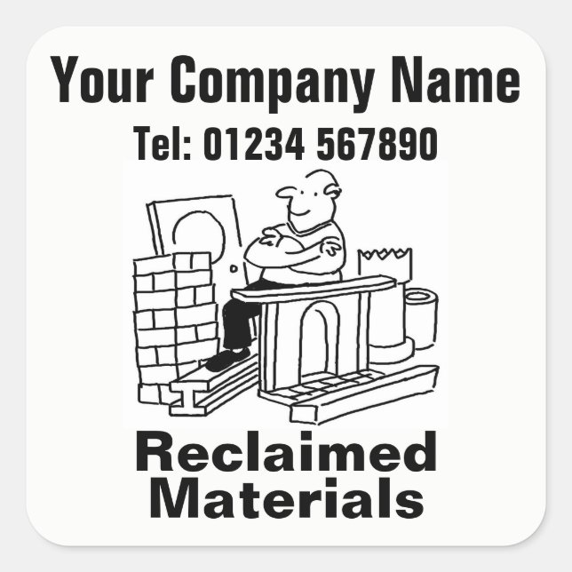 Sticker Carré Reclaimed Materials Cartoon. Business Promotion (Devant)