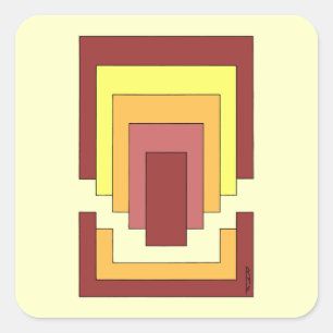 Sticker Carré Rectangle Abstrait Multicolore (Style Années 70)