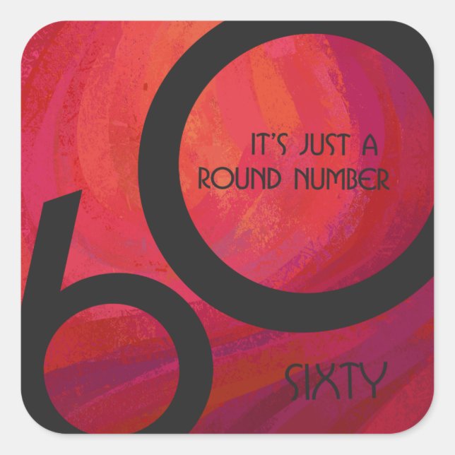 Sticker Carré Red 60 Dix Anniversaire (Devant)