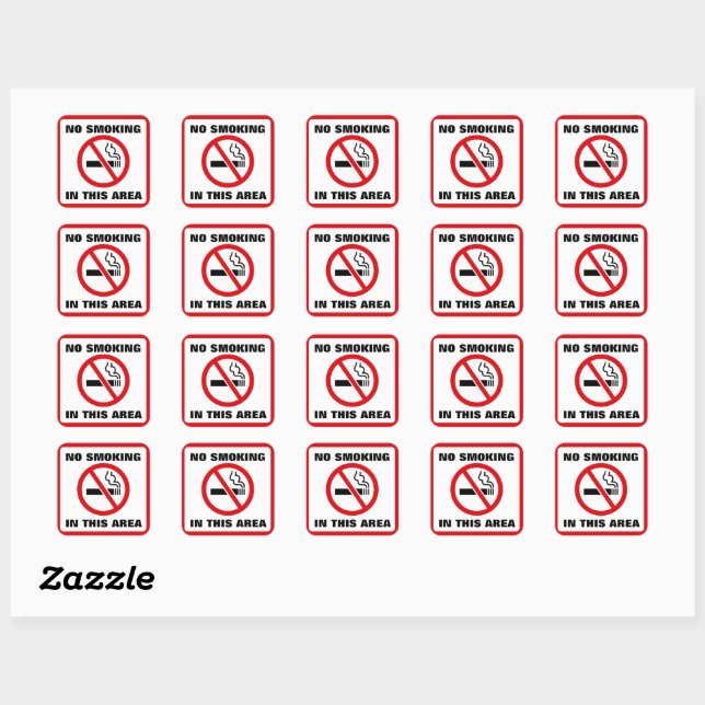 Sticker Carré Red and White No Smoking (Feuille)