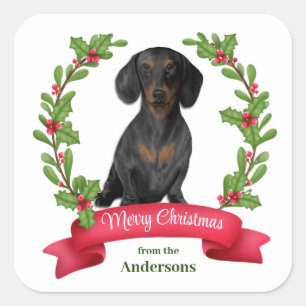 Sticker Carré Red Berry Holly Banner Noël