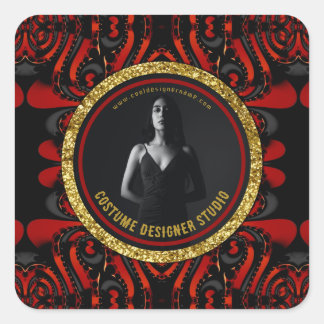 Sticker Carré Red Black + Gold Dark Artistry Business Promo Self