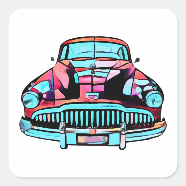 Sticker Carré Red Classic voiture Art moderne abstrait (Devant)