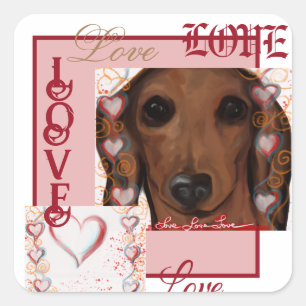 Sticker Carré Red Dachshund