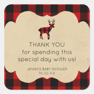 Sticker Carré Red Flannel Plaid Buck merci pour