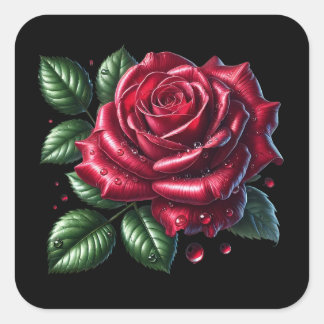 Sticker Carré Red Gothic Rose