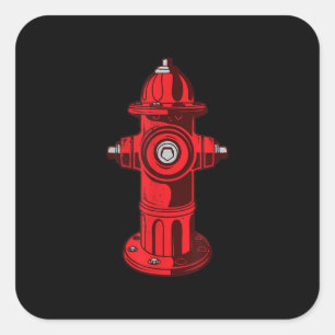 Sticker Carré Red Graphic Fire Hydrant Pompier Cadeaux de travai