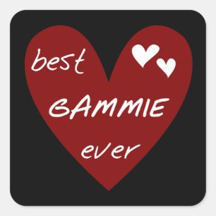 Sticker Carré Red Heart Best Gammie Ever Tshirts et cadeaux