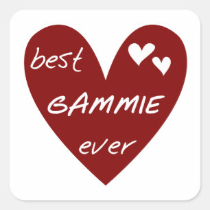 Sticker Carré Red Heart Best Gammie Ever Tshirts et cadeaux