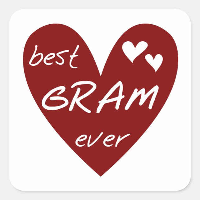 Sticker Carré Red Heart Best Gram Ever Tshirts et cadeaux (Devant)