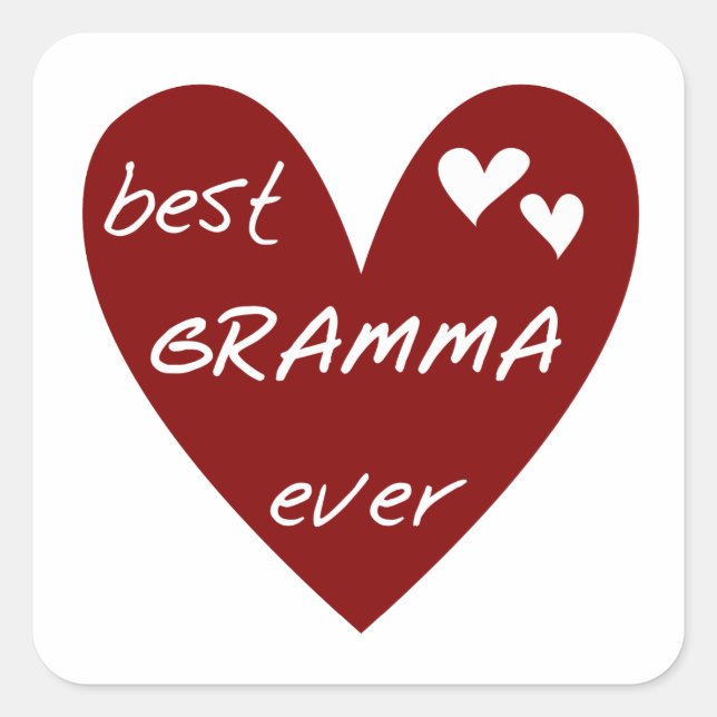Sticker Carré Red Heart Best Gramma Ever T-shirts et cadeaux (Devant)