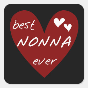 Sticker Carré Red Heart Best Nonna Jamais T-shirts cadeaux