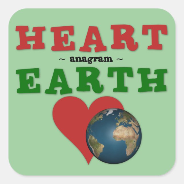 Sticker Carré Red Heart est un anagram pour Green Earth (Devant)