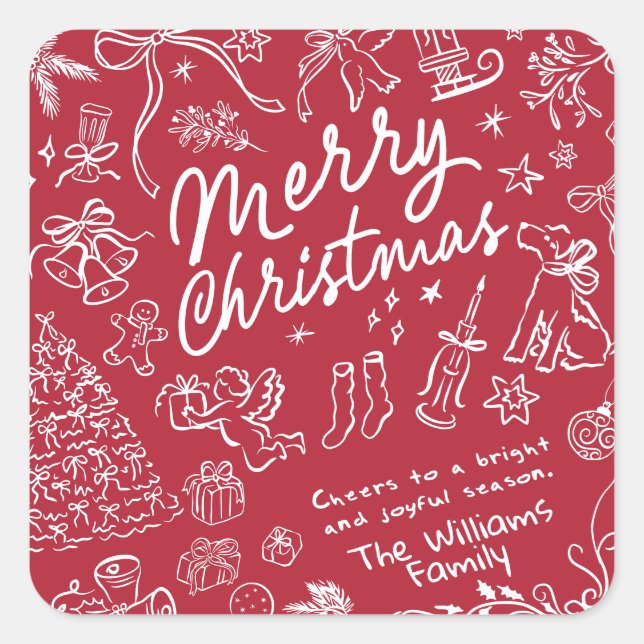 Sticker Carré Red Merry Christmas  (Devant)