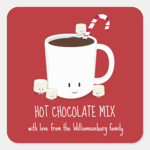 Sticker Carré Red Nom de famille Hot Chocolat Mix Noël