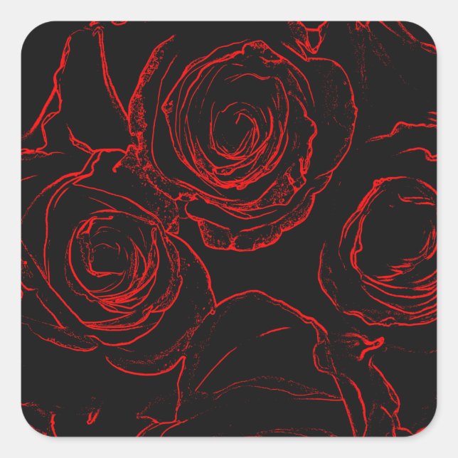 Sticker Carré Red Roses Arrière - plan noir (Devant)