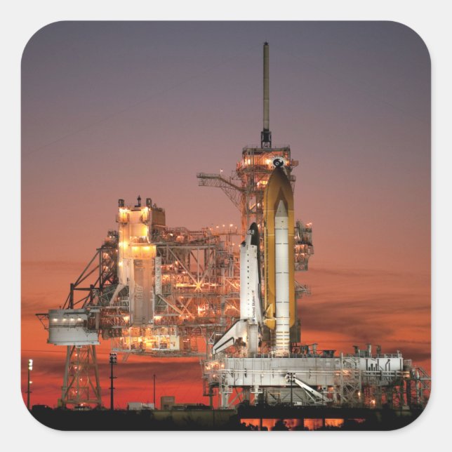 Sticker Carré Red Sky for Space Shuttle Atlantis Launch (Devant)