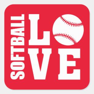 Sticker Carré Red Softball Love
