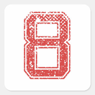 Sticker Carré Red Sports Jerzee Numéro 8