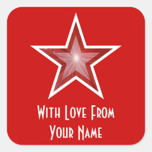 Sticker Carré Red Star 'With Love From'' rouge carré