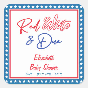 Sticker Carré Red White & Due Stars 4 juillet Baby shower