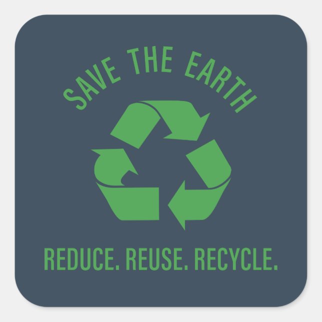 Sticker Carré Réduire la réutilisation recycler sauver la terre (Devant)