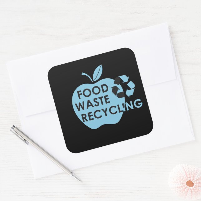 Sticker Carré Réduire le recyclage des déchets alimentaires écol (Enveloppe)