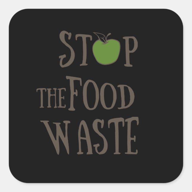 Sticker Carré Réduire le recyclage des déchets alimentaires écol (Devant)