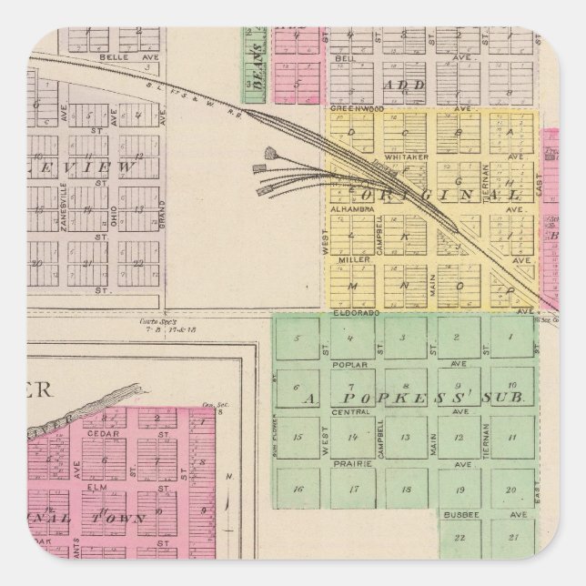 Sticker Carré Reece, Fall River, Hamilton et Climax, Kansas (Devant)