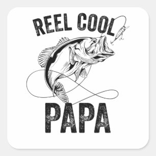 Sticker Carré Reel Cool Papa Fête des pères Pêche Cadeau Pêc