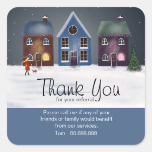 Sticker Carré Référence Merci immobilier rangée de maisons