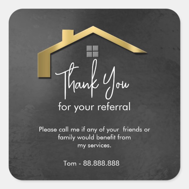 Sticker Carré Referral Real Estate Thank You business Square Squ (Devant)