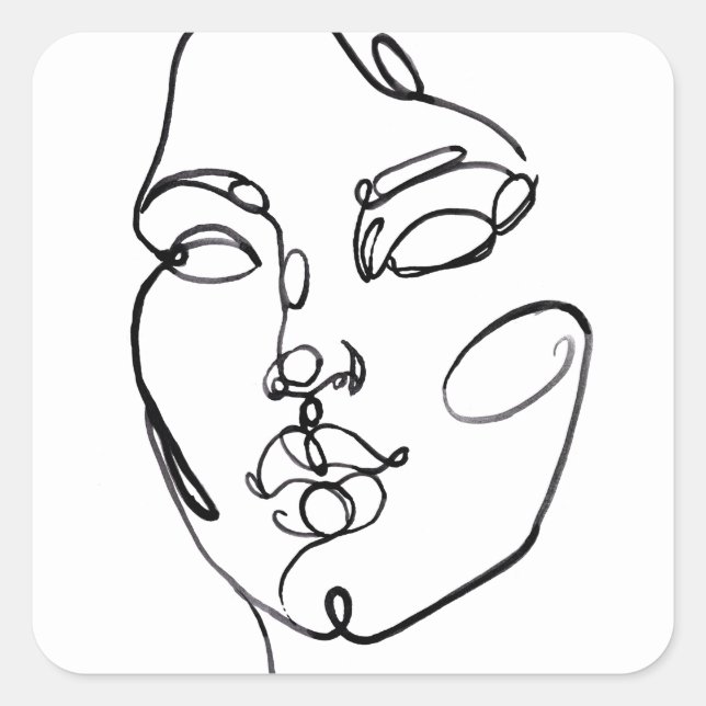 Sticker Carré Réflexions linéaires - Face (Devant)